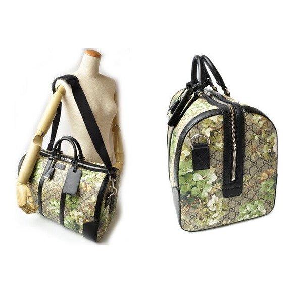 Gucci GG BLOOMS Supreme Canvas Boston Shoulder Bag Green Beige - Picture 2 of 12